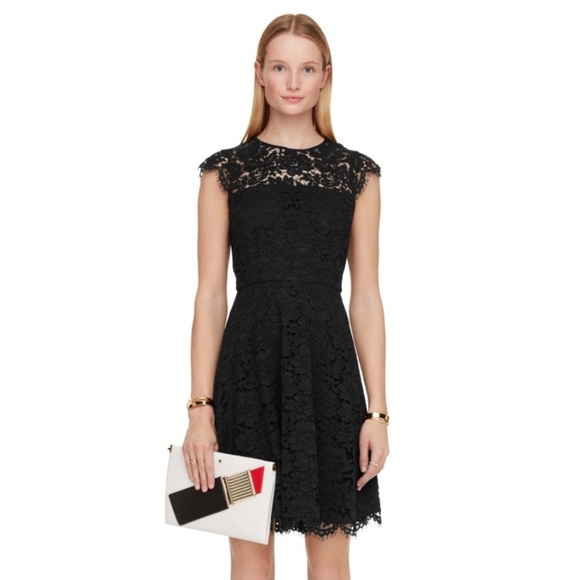 Kate Spade Black Lace Cocktail Dress Backless Size 0 - Picture 2 of 7